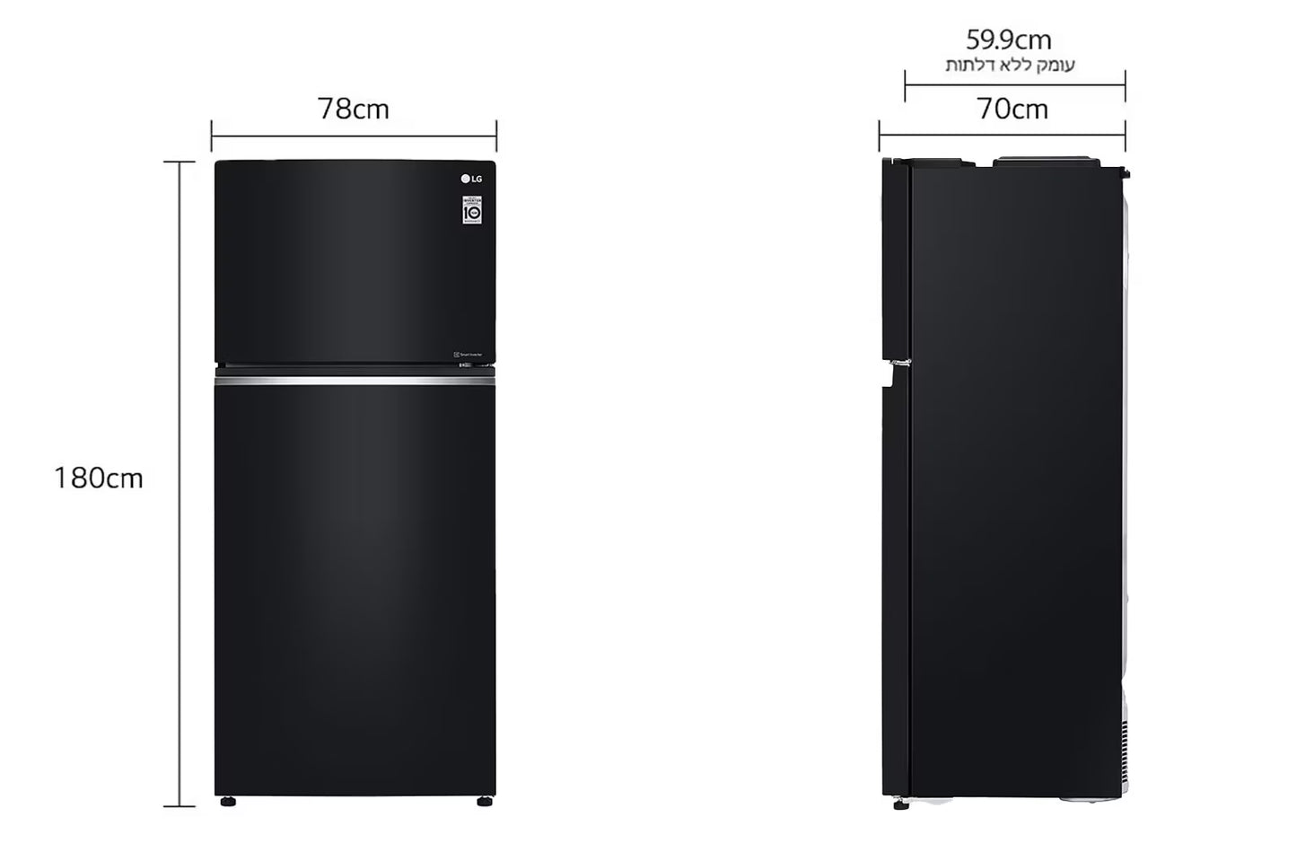 מקרר מקפיא עליון נפח כולל של 506 ליטר LG GR-M6781BU